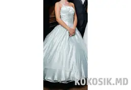 Rochie de bal turcoaz cu pelerină, mărimea S (13-14 ani)